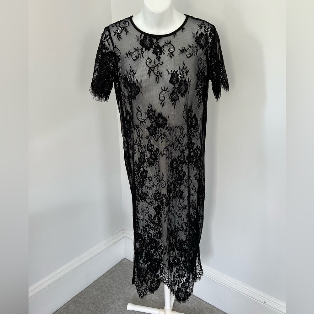 H&M Divided Black Lace Sheath Dress Whimsygoth